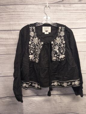 Kate Spade Broome Street Embroidered Linen Jacket Size Large